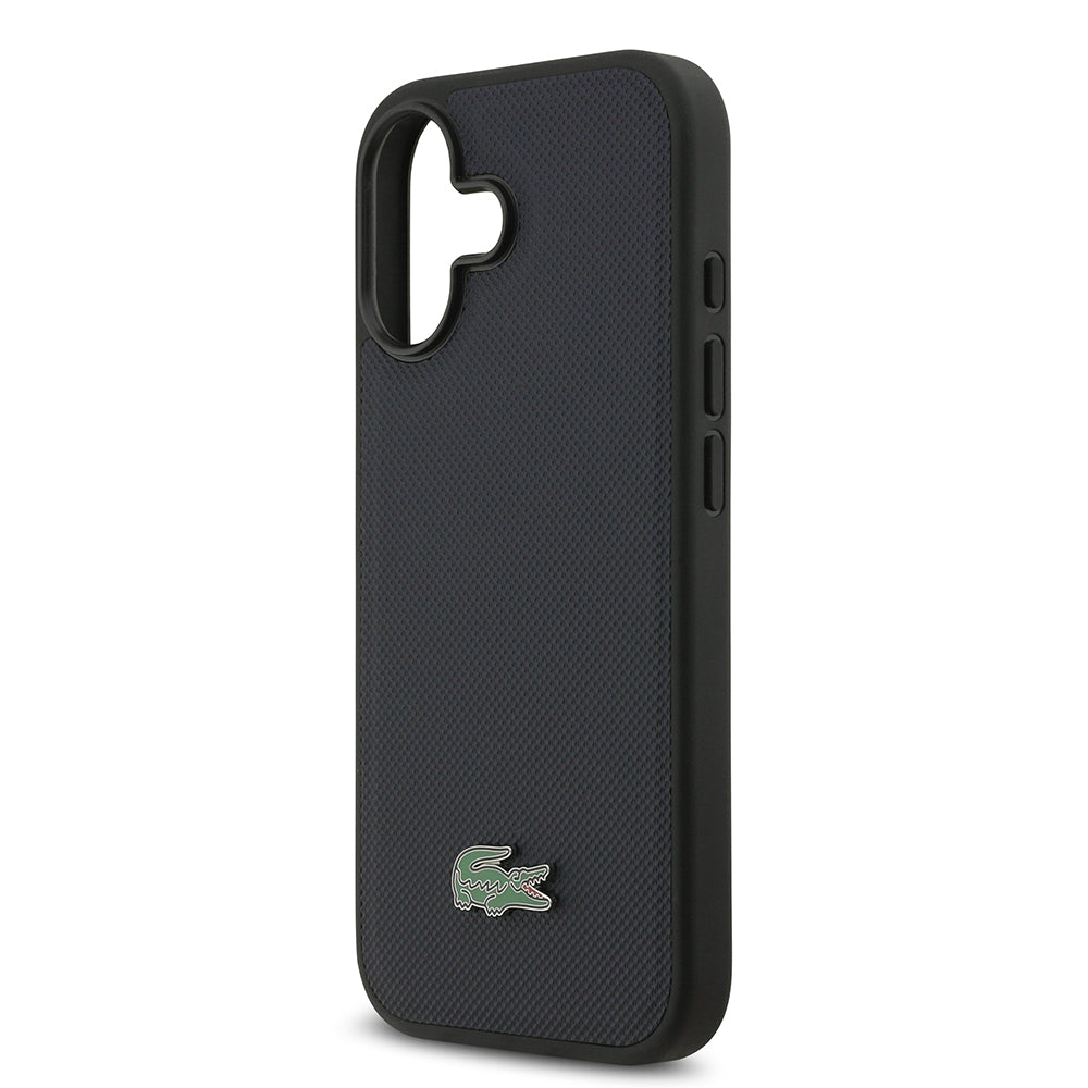 iPhone 17 Kılıf Lacoste Orijinal Lisanslı M-safe Şarj Özellikli PU Pike Desenli Metal Logolu Kartlıklı Kılıf