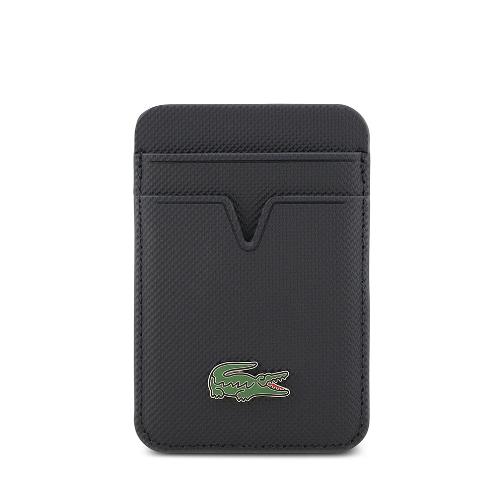 iPhone 17 Kılıf Lacoste Orijinal Lisanslı M-safe Şarj Özellikli PU Pike Desenli Metal Logolu Kartlıklı Kılıf