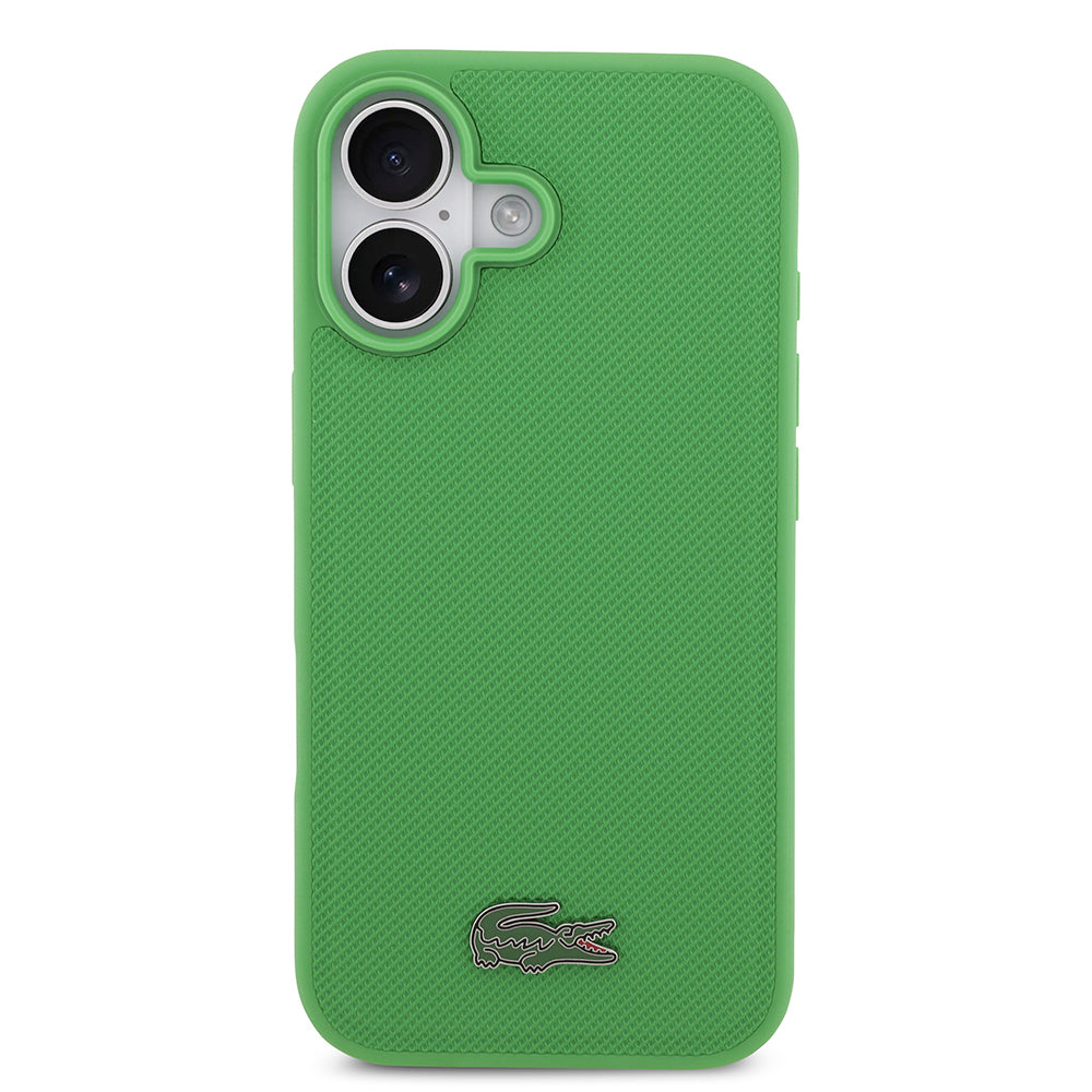 iPhone 17 Kılıf Lacoste Orijinal Lisanslı M-safe Şarj Özellikli PU Pike Desenli Metal Logolu Kartlıklı Kılıf