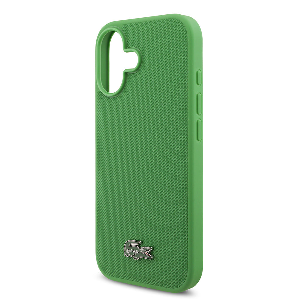 iPhone 17 Kılıf Lacoste Orijinal Lisanslı M-safe Şarj Özellikli PU Pike Desenli Metal Logolu Kartlıklı Kılıf