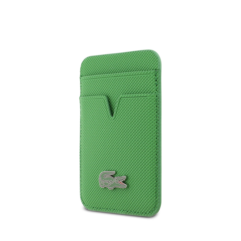 iPhone 17 Kılıf Lacoste Orijinal Lisanslı M-safe Şarj Özellikli PU Pike Desenli Metal Logolu Kartlıklı Kılıf