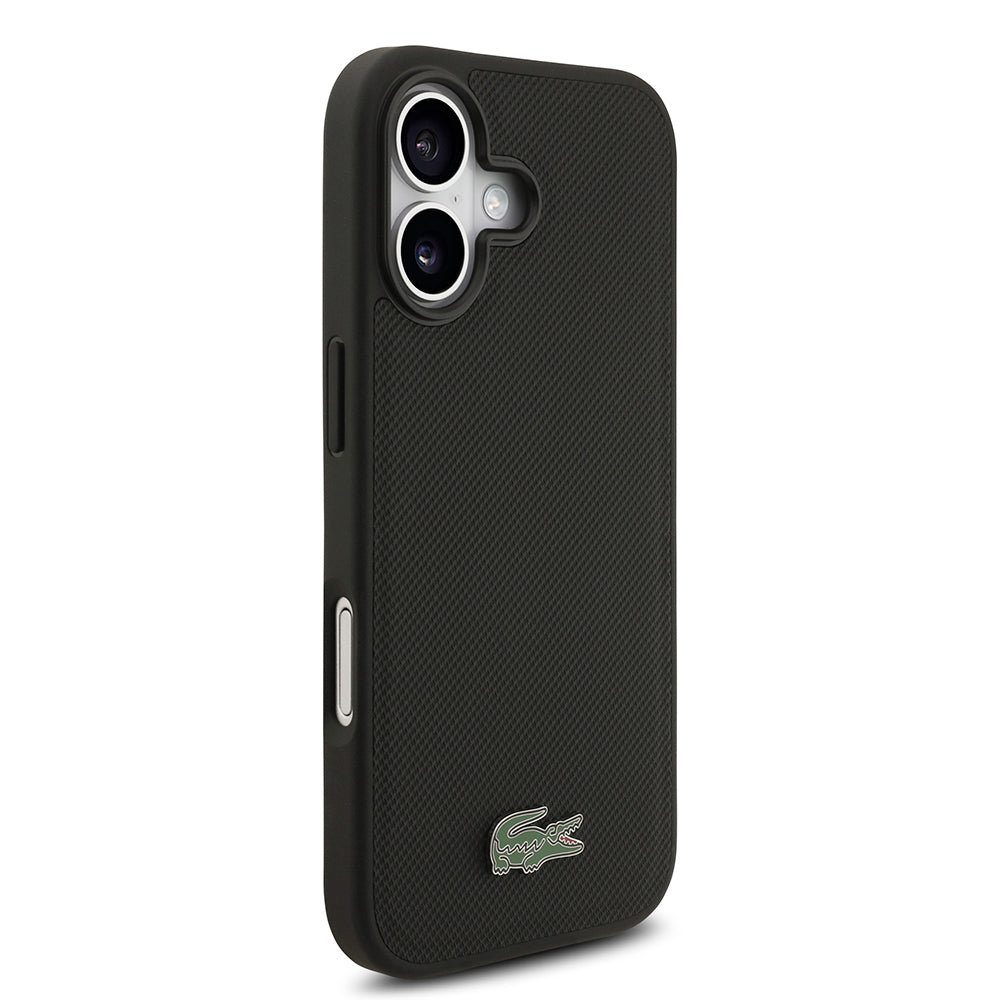iPhone 17 Kılıf Lacoste Orijinal Lisanslı M-safe Şarj Özellikli PU Pike Desenli Metal Logolu Kartlıklı Kılıf