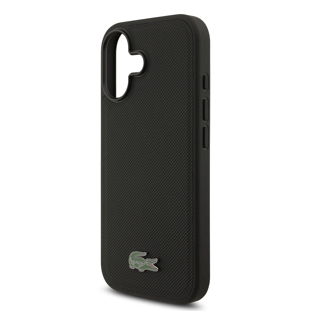 iPhone 17 Kılıf Lacoste Orijinal Lisanslı M-safe Şarj Özellikli PU Pike Desenli Metal Logolu Kartlıklı Kılıf