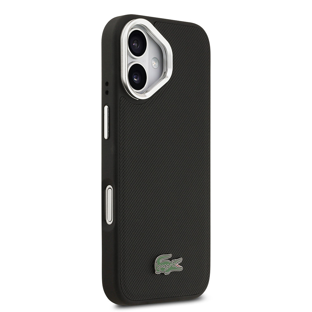 iPhone 17 Kılıf Lacoste Orijinal Lisanslı M-safe Şarj Özellikli PU Pike Desenli Standlı Metal Logolu Kılıf