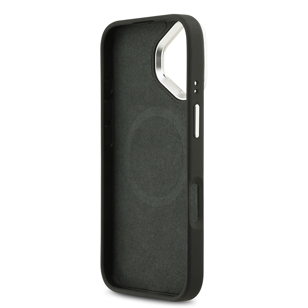iPhone 17 Kılıf Lacoste Orijinal Lisanslı M-safe Şarj Özellikli PU Pike Desenli Standlı Metal Logolu Kılıf