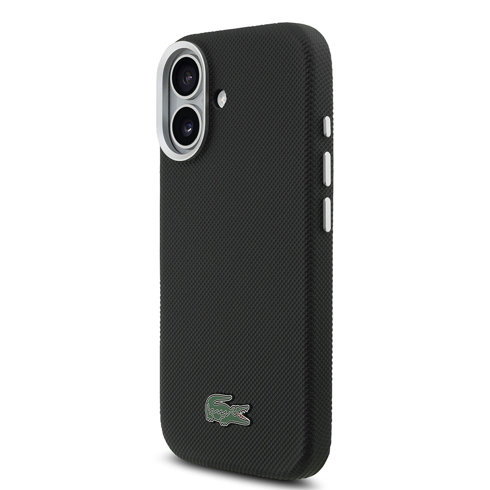 iPhone 17 Kılıf Lacoste Orijinal Lisanslı M-Safe Şarj Özellikli PVC Pike Desenli Arka Yüzey İkonik Timsah Dokuma Logolu Kılıf