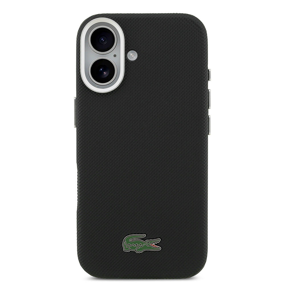 iPhone 17 Kılıf Lacoste Orijinal Lisanslı M-Safe Şarj Özellikli PVC Pike Desenli Arka Yüzey İkonik Timsah Dokuma Logolu Kılıf