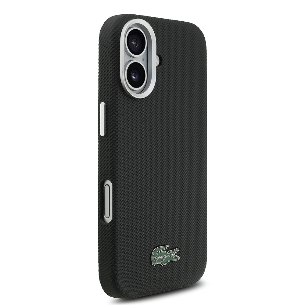 iPhone 17 Kılıf Lacoste Orijinal Lisanslı M-Safe Şarj Özellikli PVC Pike Desenli Arka Yüzey İkonik Timsah Dokuma Logolu Kılıf