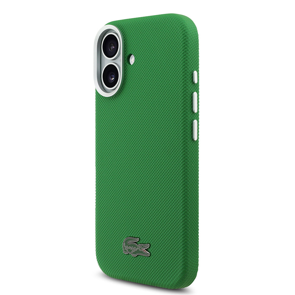 iPhone 17 Kılıf Lacoste Orijinal Lisanslı M-Safe Şarj Özellikli PVC Pike Desenli Arka Yüzey İkonik Timsah Dokuma Logolu Kılıf