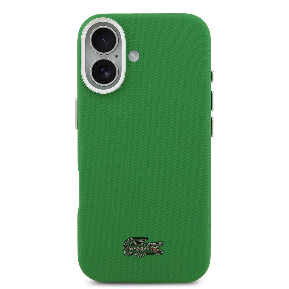 iPhone 17 Kılıf Lacoste Orijinal Lisanslı M-Safe Şarj Özellikli PVC Pike Desenli Arka Yüzey İkonik Timsah Dokuma Logolu Kılıf