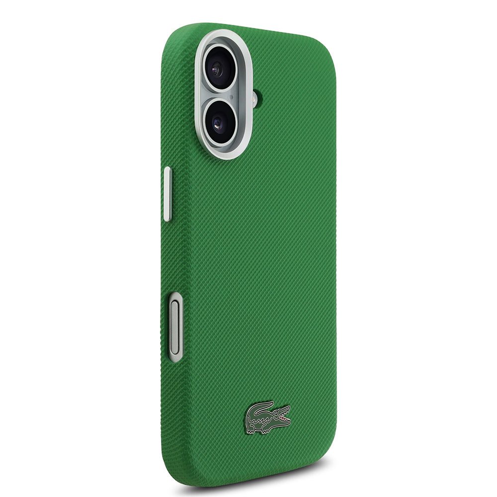 iPhone 17 Kılıf Lacoste Orijinal Lisanslı M-Safe Şarj Özellikli PVC Pike Desenli Arka Yüzey İkonik Timsah Dokuma Logolu Kılıf