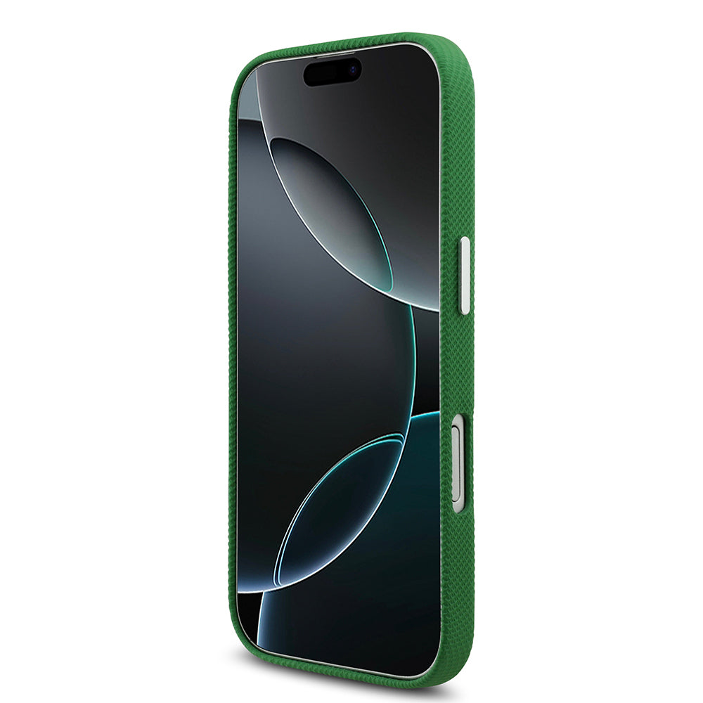 iPhone 17 Kılıf Lacoste Orijinal Lisanslı M-Safe Şarj Özellikli PVC Pike Desenli Arka Yüzey İkonik Timsah Dokuma Logolu Kılıf
