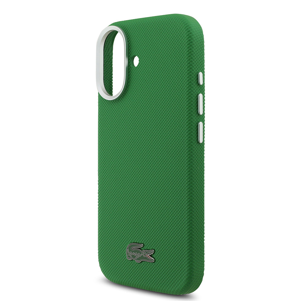 iPhone 17 Kılıf Lacoste Orijinal Lisanslı M-Safe Şarj Özellikli PVC Pike Desenli Arka Yüzey İkonik Timsah Dokuma Logolu Kılıf
