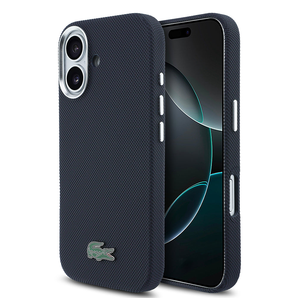 iPhone 17 Kılıf Lacoste Orijinal Lisanslı M-Safe Şarj Özellikli PVC Pike Desenli Arka Yüzey İkonik Timsah Dokuma Logolu Kılıf