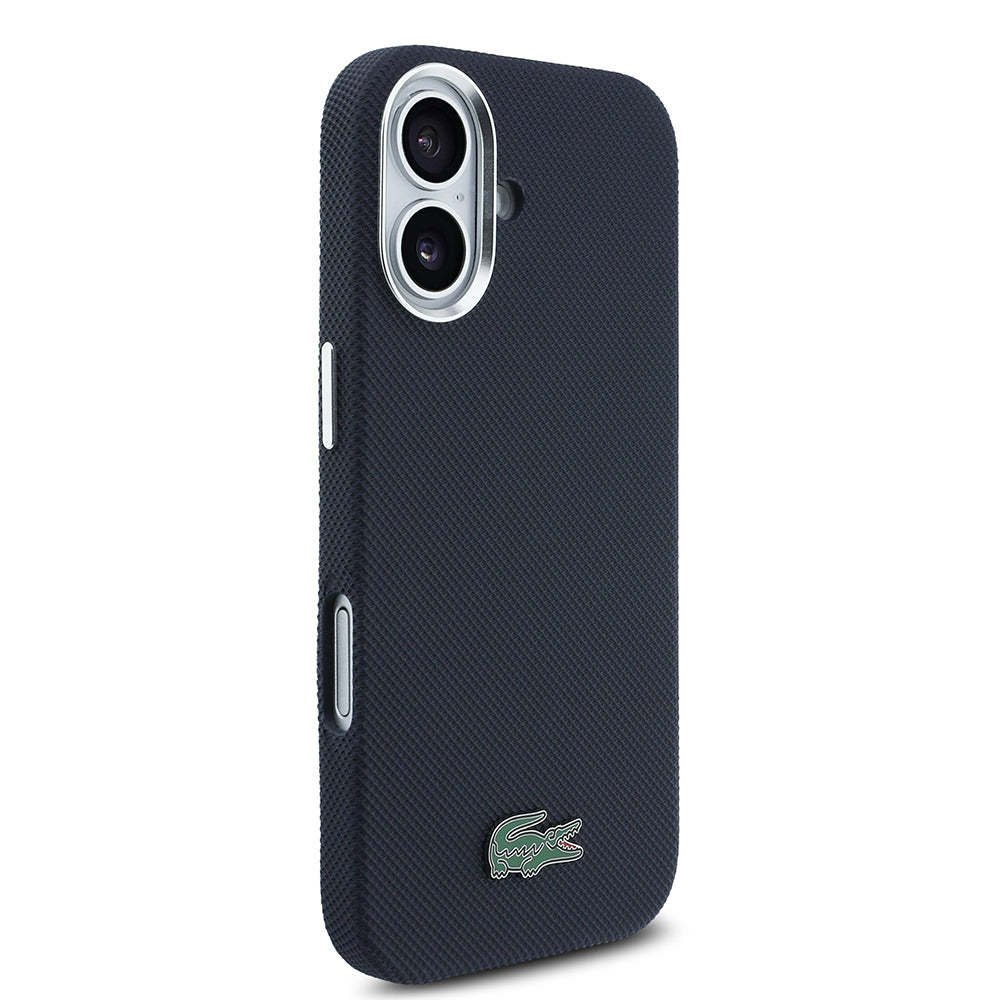 iPhone 17 Kılıf Lacoste Orijinal Lisanslı M-Safe Şarj Özellikli PVC Pike Desenli Arka Yüzey İkonik Timsah Dokuma Logolu Kılıf