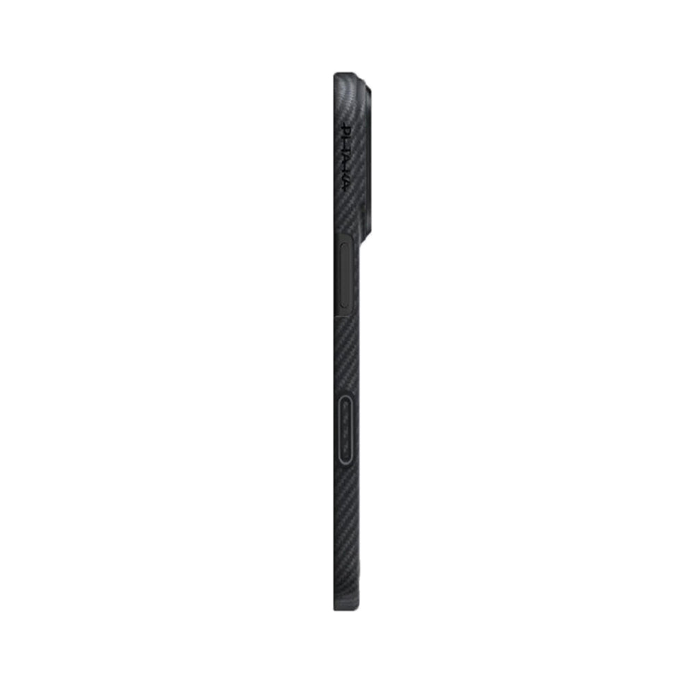 iPhone 17 Kılıf M-safe Şarj Özellikli 1500D Aramid Karbon Fiber Pitaka Ultra-Slim Classic Serisi Black-Grey Twill Kılıf