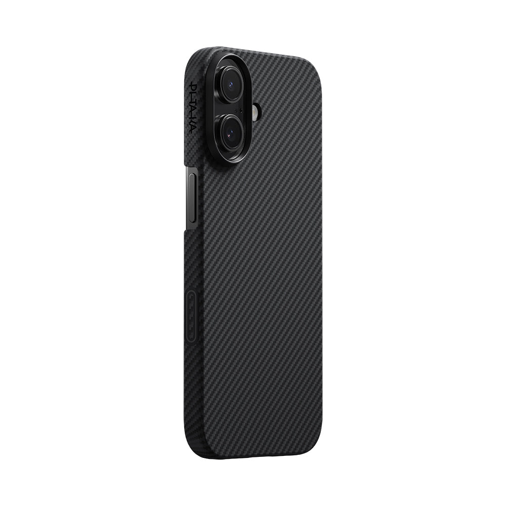 iPhone 17 Kılıf M-safe Şarj Özellikli 1500D Aramid Karbon Fiber Pitaka Ultra-Slim Classic Serisi Black-Grey Twill Kılıf