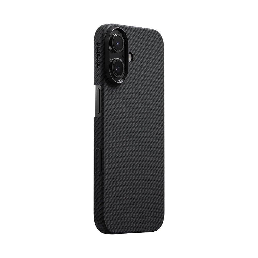 iPhone 17 Kılıf M-safe Şarj Özellikli 1500D Aramid Karbon Fiber Pitaka Ultra-Slim Classic Serisi Black-Grey Twill Kılıf
