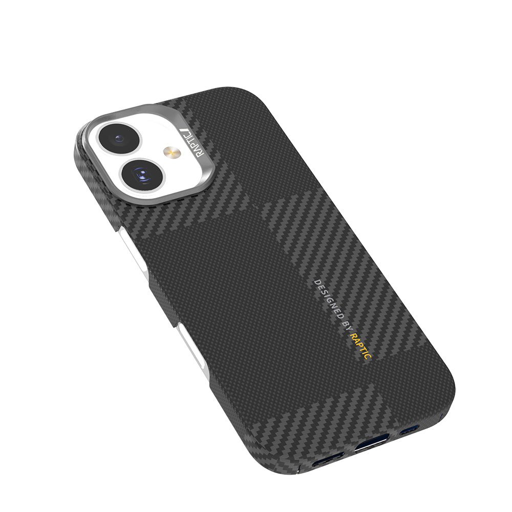 iPhone 17 Kılıf M-safe Şarj Özellikli 600D Metal Kamera Çerçeveli Raptic Aramid Karbon Fiber Geotik Serisi Kılıf