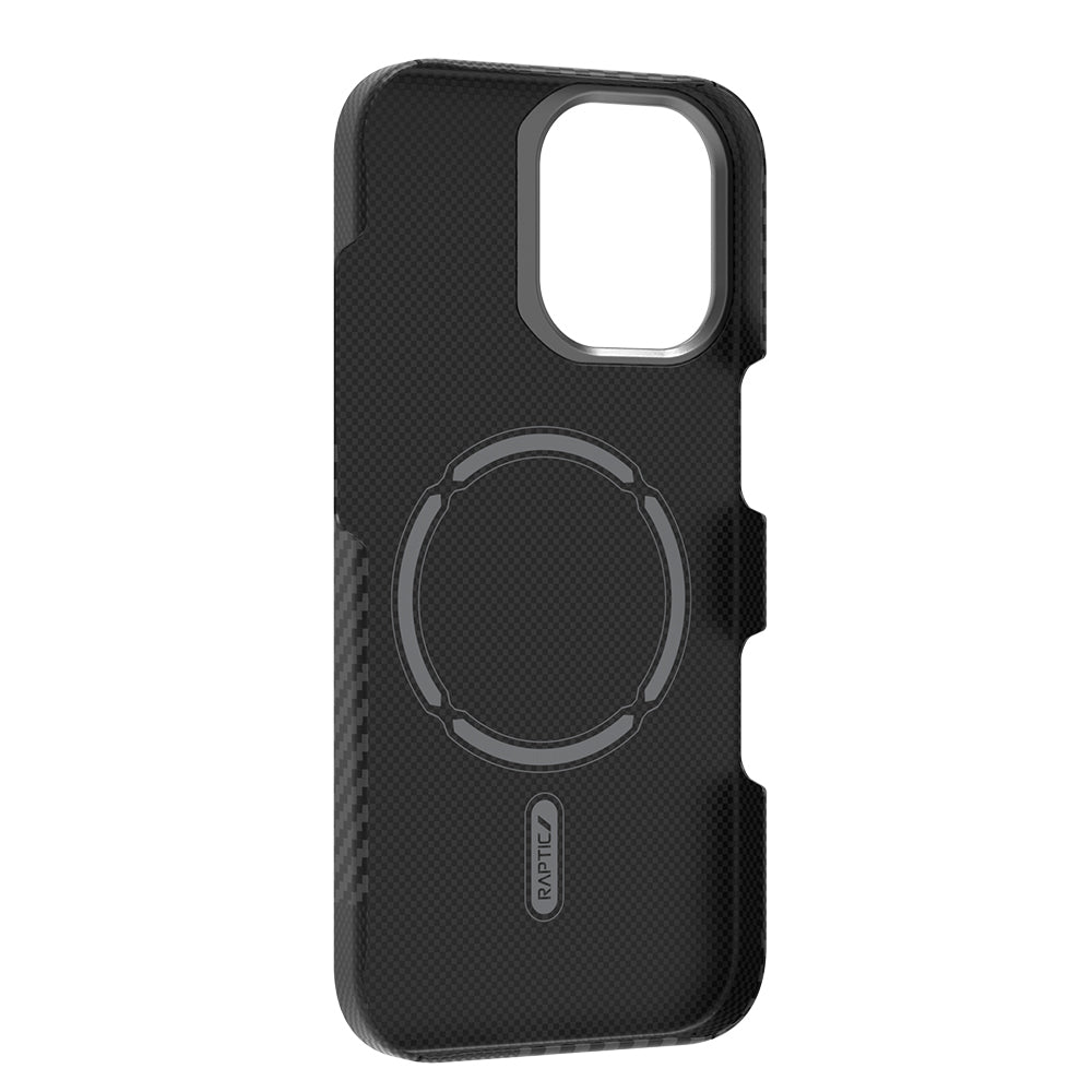 iPhone 17 Kılıf M-safe Şarj Özellikli 600D Metal Kamera Çerçeveli Raptic Aramid Karbon Fiber Geotik Serisi Kılıf