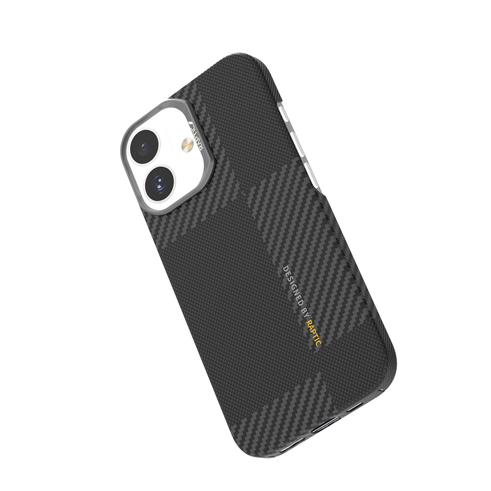 iPhone 17 Kılıf M-safe Şarj Özellikli 600D Metal Kamera Çerçeveli Raptic Aramid Karbon Fiber Geotik Serisi Kılıf