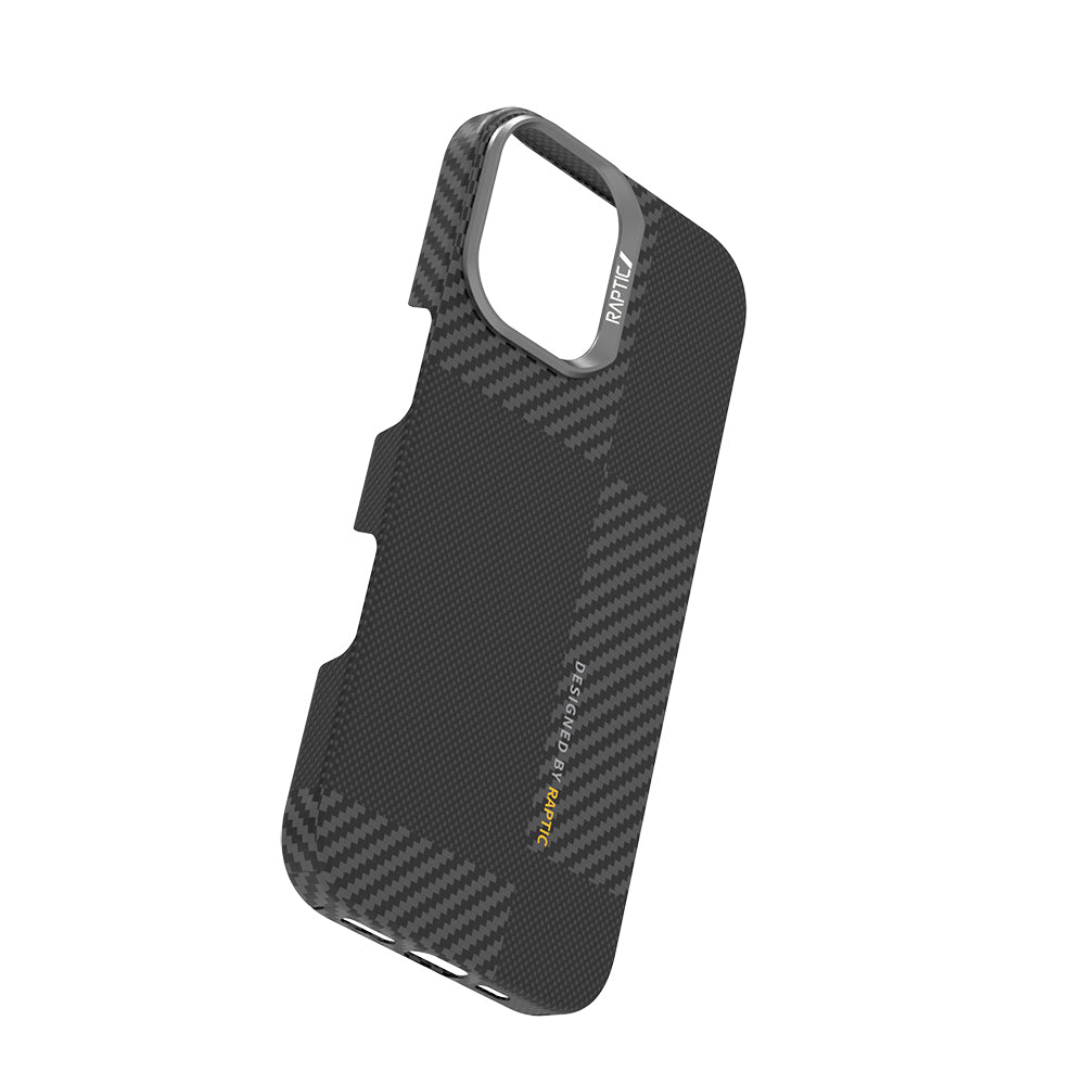 iPhone 17 Kılıf M-safe Şarj Özellikli 600D Metal Kamera Çerçeveli Raptic Aramid Karbon Fiber Geotik Serisi Kılıf