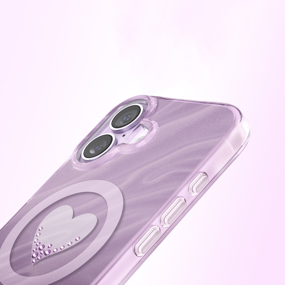 iPhone 17 Kılıf M-Safe Şarj Özellikli Orijinal Swarovski Taşlı Zore Paris Rovix Sert PC Kılıf