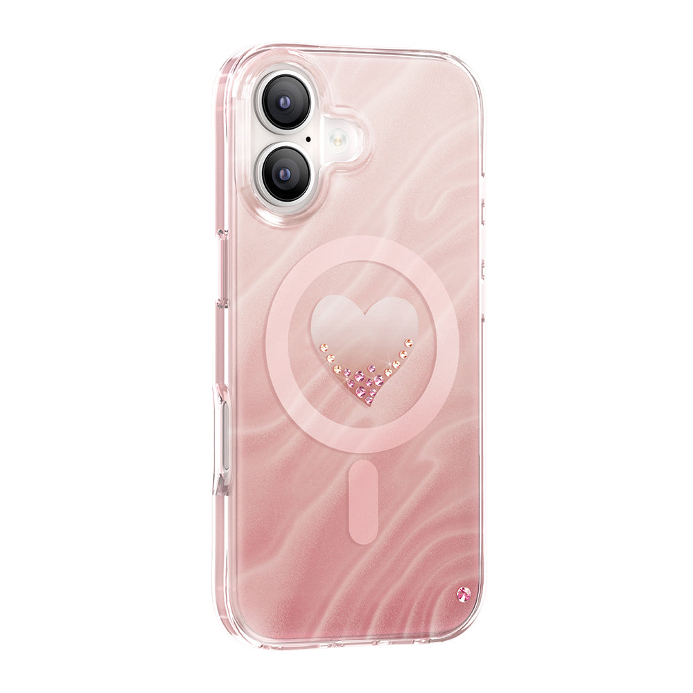 iPhone 17 Kılıf M-Safe Şarj Özellikli Orijinal Swarovski Taşlı Zore Paris Rovix Sert PC Kılıf