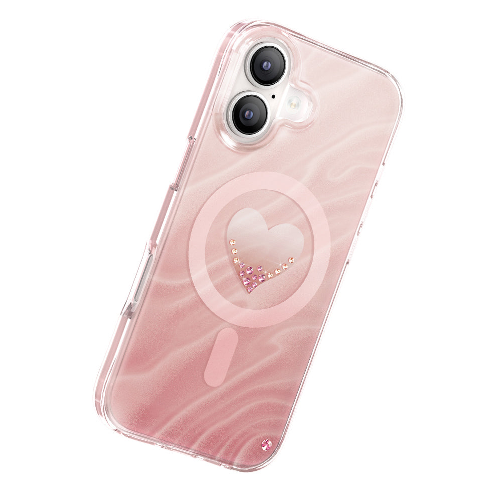 iPhone 17 Kılıf M-Safe Şarj Özellikli Orijinal Swarovski Taşlı Zore Paris Rovix Sert PC Kılıf