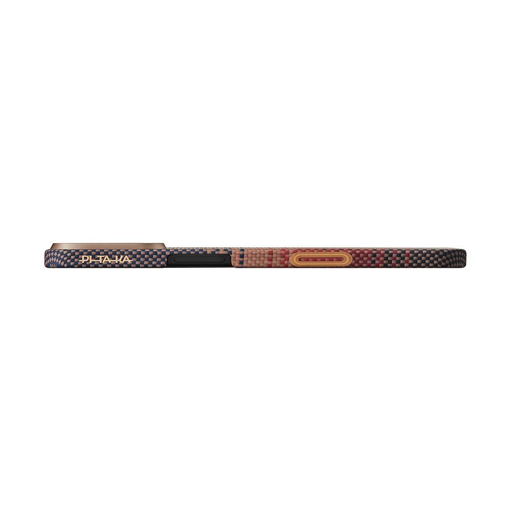 iPhone 17 Kılıf M-safe Şarj Özellikli Aramid Karbon Fiber Pitaka Tactile Woven Sunset-Moonrise Serisi Kılıf