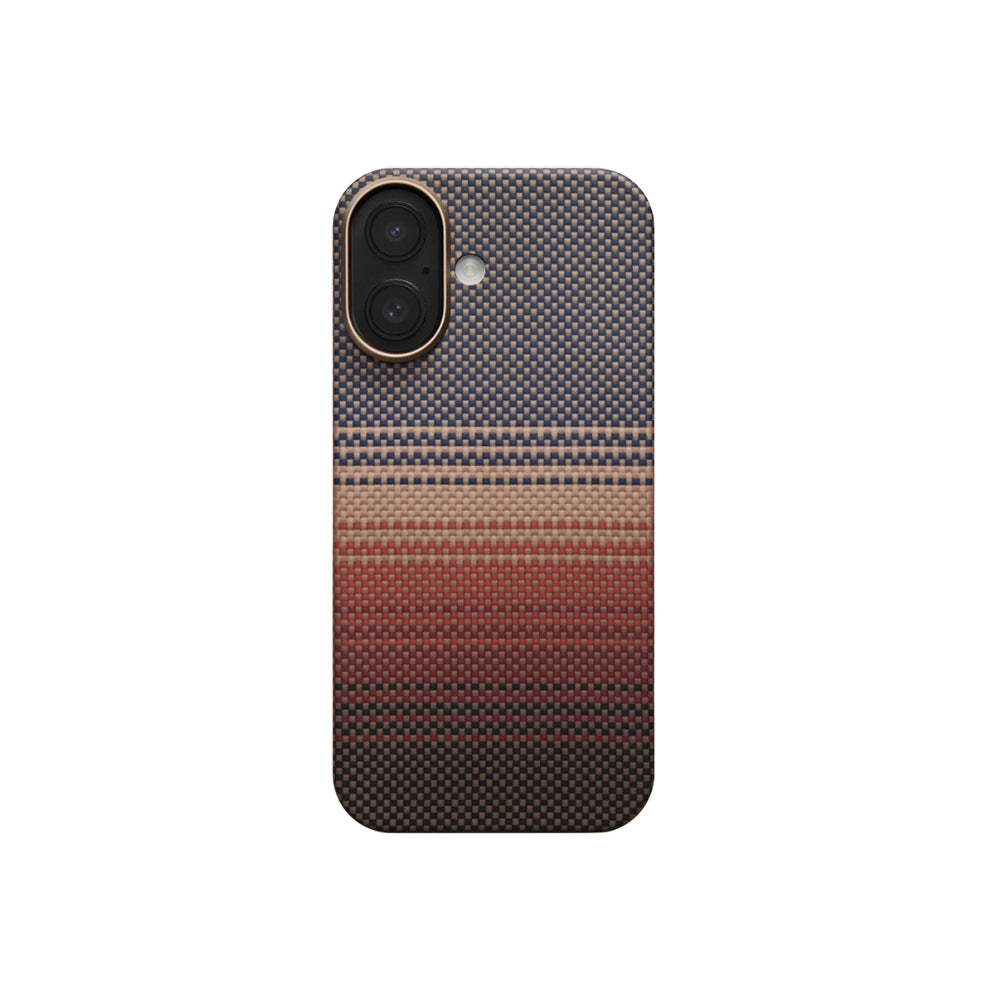 iPhone 17 Kılıf M-safe Şarj Özellikli Aramid Fiber Pitaka Tactile Woven Sunset-Moonrise Serisi Kılıf