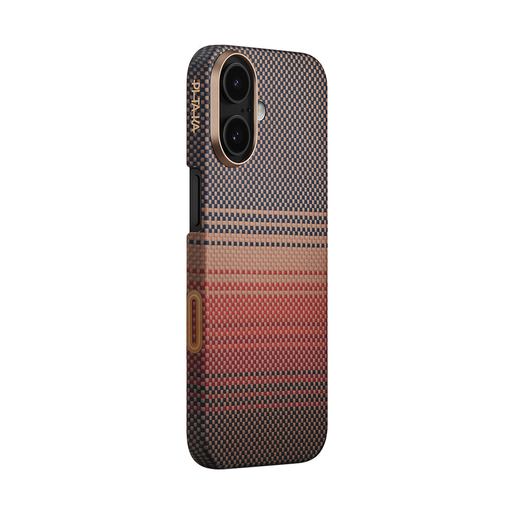 iPhone 17 Kılıf M-safe Şarj Özellikli Aramid Karbon Fiber Pitaka Tactile Woven Sunset-Moonrise Serisi Kılıf