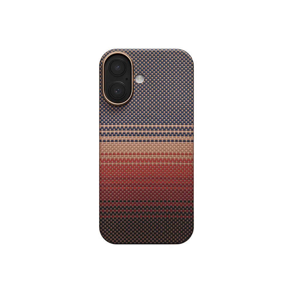 iPhone 17 Kılıf M-safe Şarj Özellikli Aramid Karbon Fiber Pitaka Tactile Woven Sunset-Moonrise Serisi Kılıf