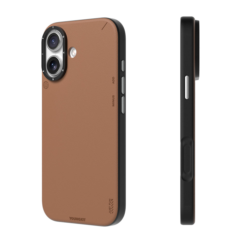 iPhone 17 Kılıf M-safe Şarj Özellikli Basit Mat Deri Desenli Youngkit Tech Fashion Serisi Kılıf