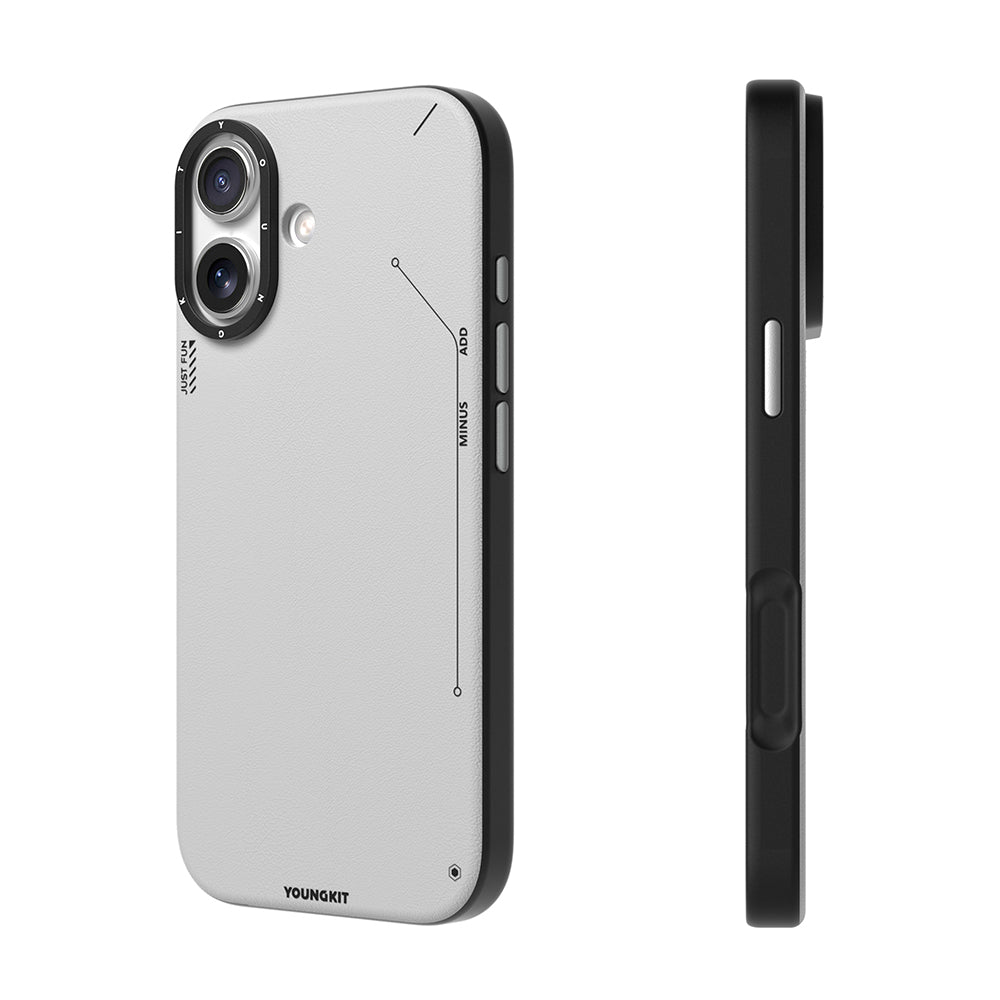 iPhone 17 Kılıf M-safe Şarj Özellikli Basit Mat Deri Desenli Youngkit Tech Fashion Serisi Kılıf