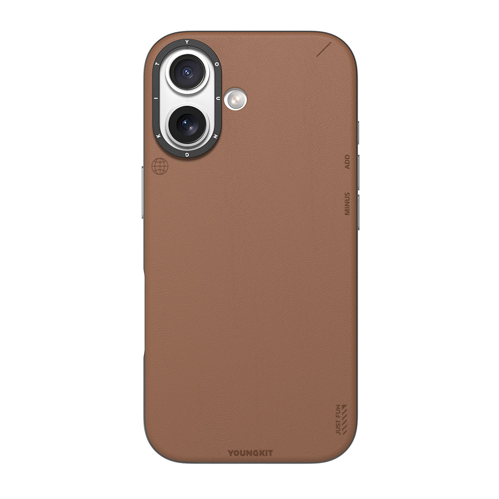 iPhone 17 Kılıf M-safe Şarj Özellikli Basit Mat Deri Desenli Youngkit Tech Fashion Serisi Kılıf