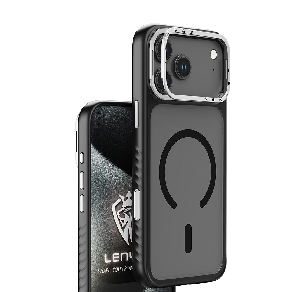 iPhone 17 Kılıf M-safe Şarj Özellikli Metal Kamera Standlı Lenyes CK226 PC Kılıf