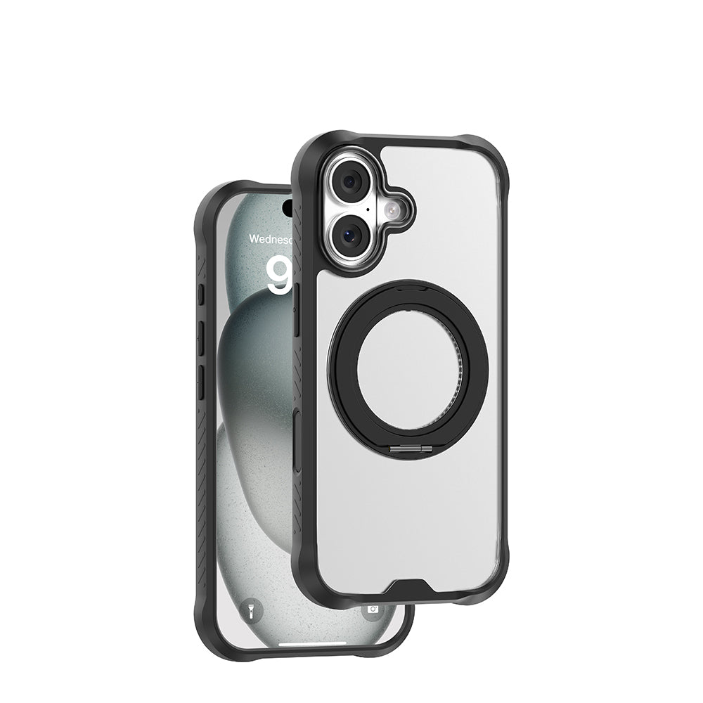 iPhone 17 Kılıf M-safe Şarj Özellikli Parmak Ring Standlı Airbag Tasarımlı Mutural Obsidian Serisi Kılıf