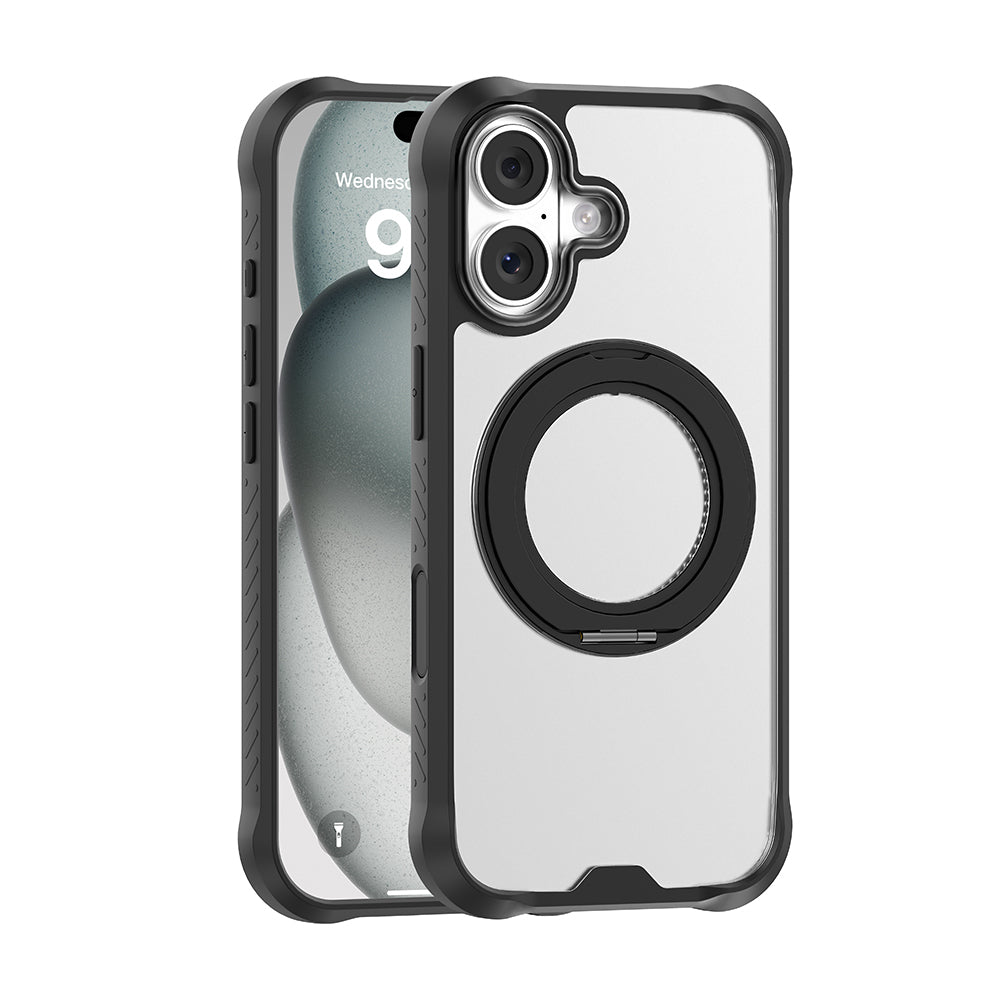iPhone 17 Kılıf M-safe Şarj Özellikli Parmak Ring Standlı Airbag Tasarımlı Mutural Obsidian Serisi Kılıf