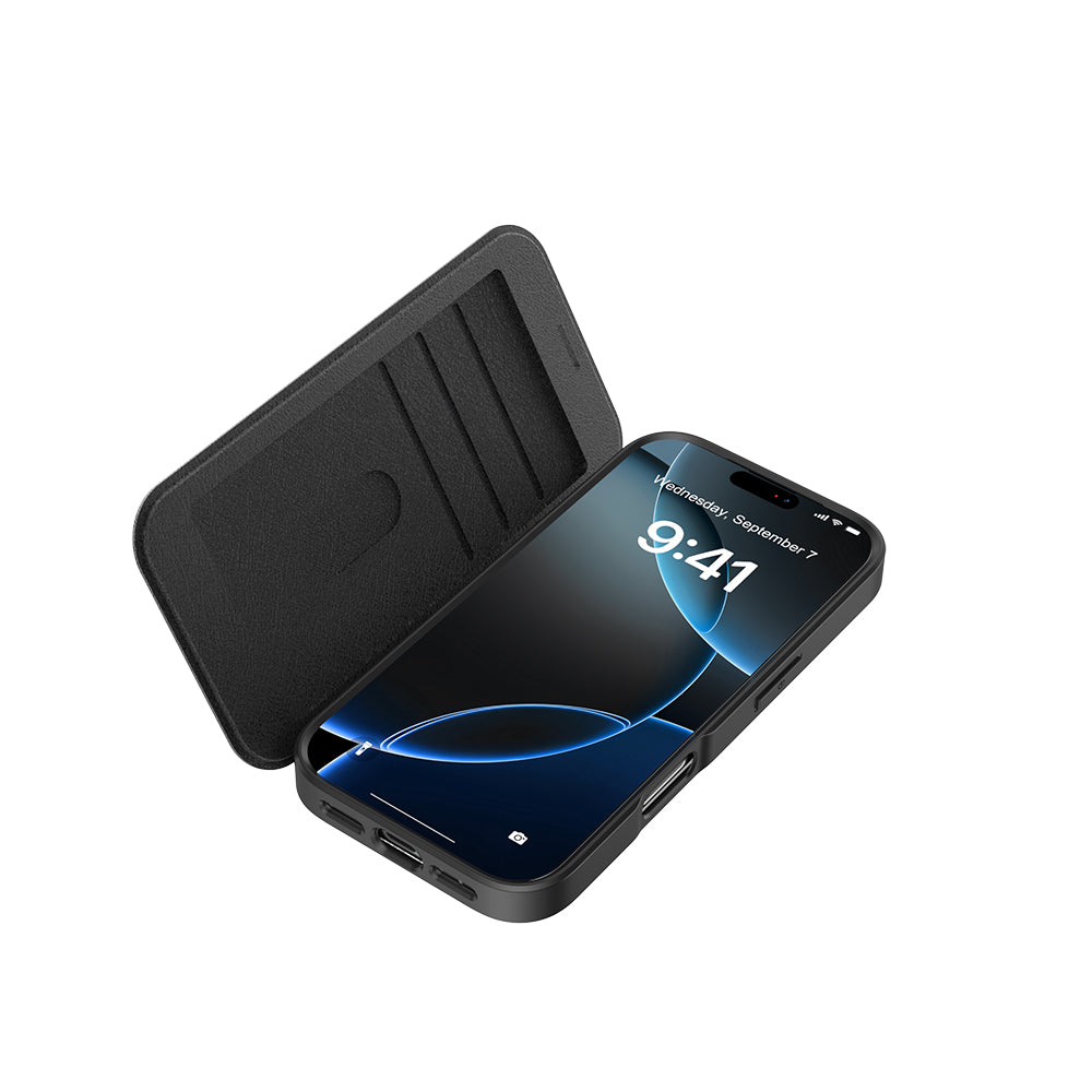 iPhone 17 Kılıf M-Safe Şarj Özellikli Raptic Air Folio Şeffaf Kartlıklı Kılıf