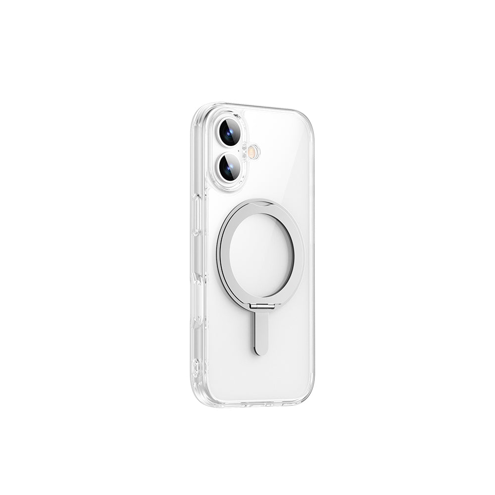 iPhone 17 Kılıf M-safe Şarj Özellikli Wiwu MCC-201 iShield Ultra Serisi Standlı Crystal Sert PC Kılıf