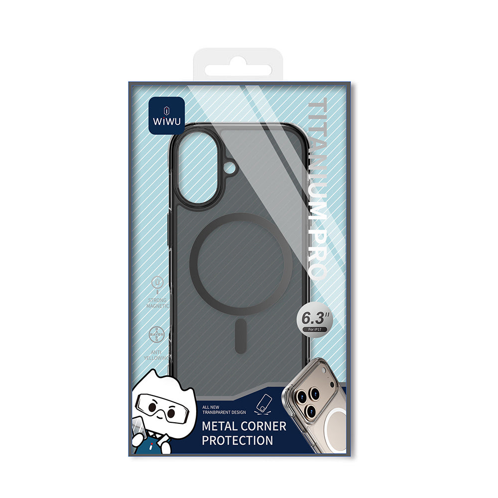 iPhone 17 Kılıf M-safe Şarj Özellikli Wiwu MCC-702 Titanyum Pro Serisi Sert PC Kılıf