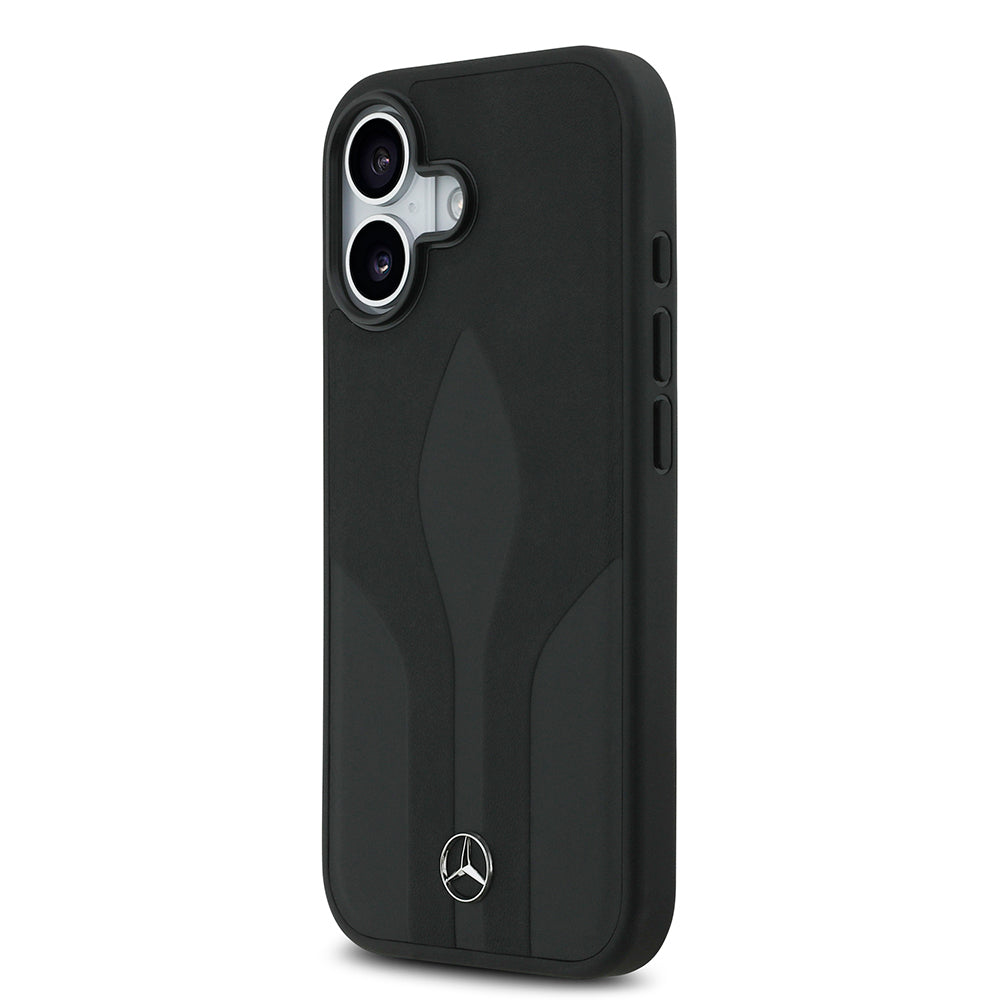 iPhone 17 Kılıf Mercedes Benz Orijinal Lisanslı M-safe Şarj Özellikli Dokulu Desenli Deri Kılıf