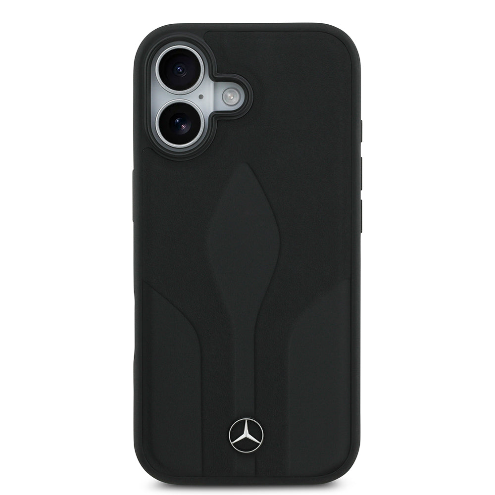 iPhone 17 Kılıf Mercedes Benz Orijinal Lisanslı M-safe Şarj Özellikli Dokulu Desenli Deri Kılıf