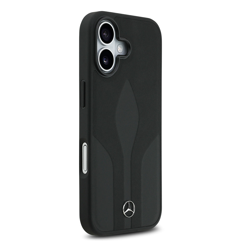 iPhone 17 Kılıf Mercedes Benz Orijinal Lisanslı M-safe Şarj Özellikli Dokulu Desenli Deri Kılıf