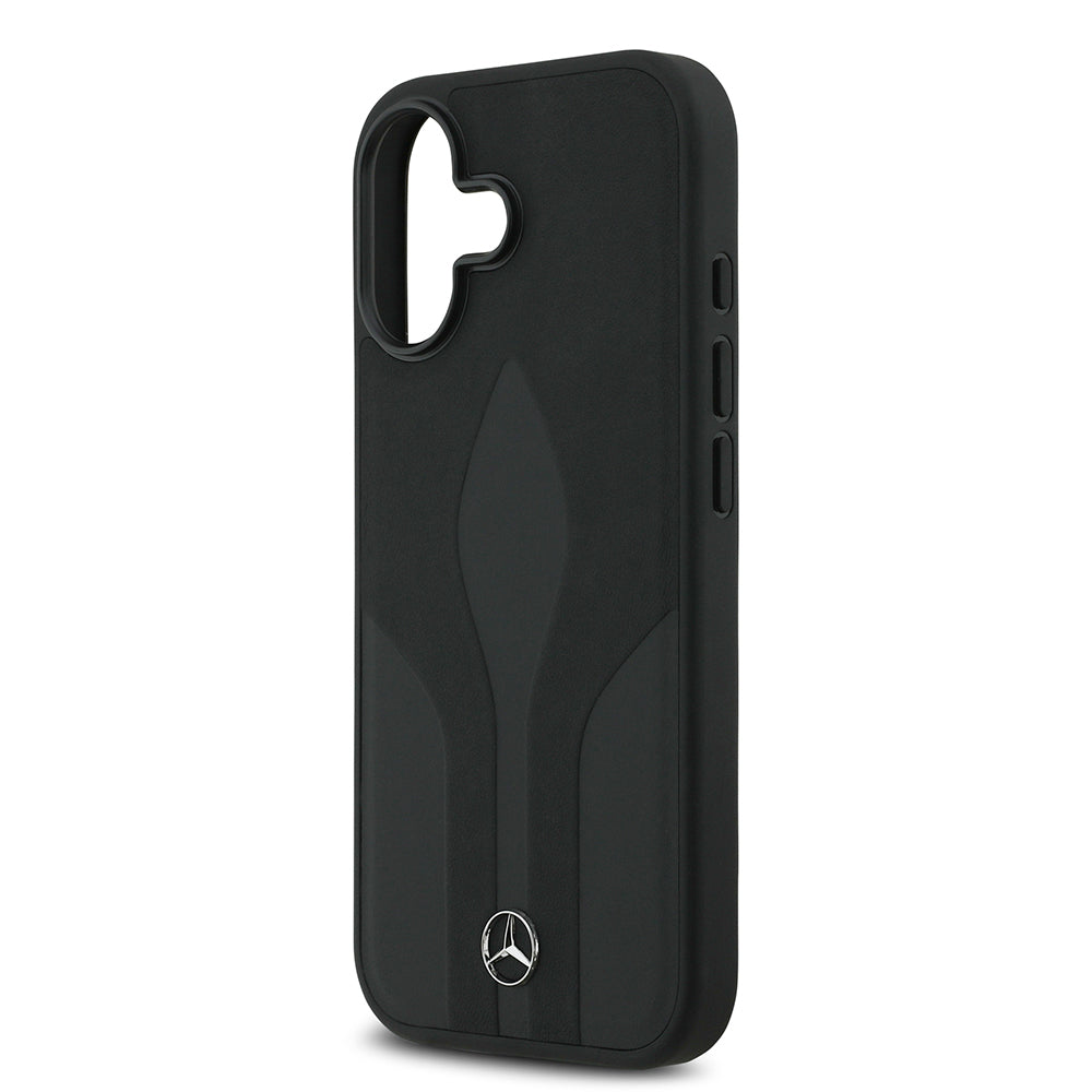 iPhone 17 Kılıf Mercedes Benz Orijinal Lisanslı M-safe Şarj Özellikli Dokulu Desenli Deri Kılıf