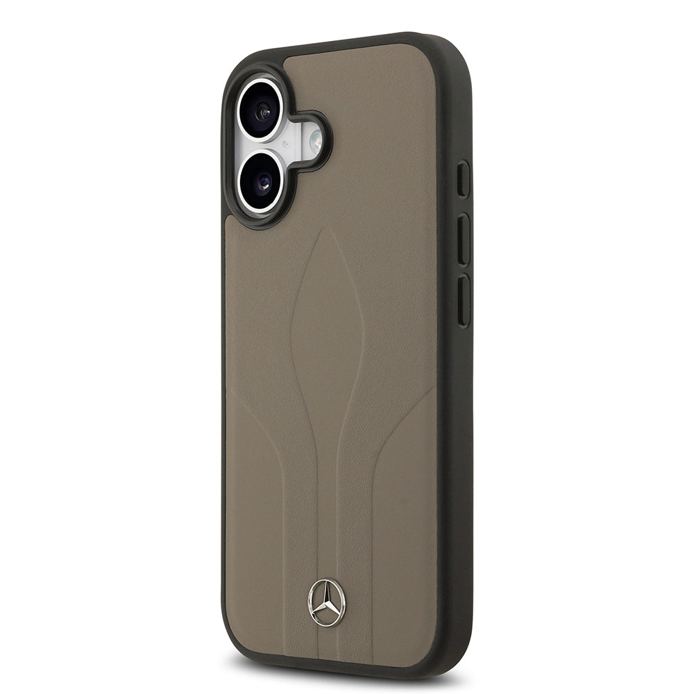 iPhone 17 Kılıf Mercedes Benz Orijinal Lisanslı M-safe Şarj Özellikli Dokulu Desenli Deri Kılıf