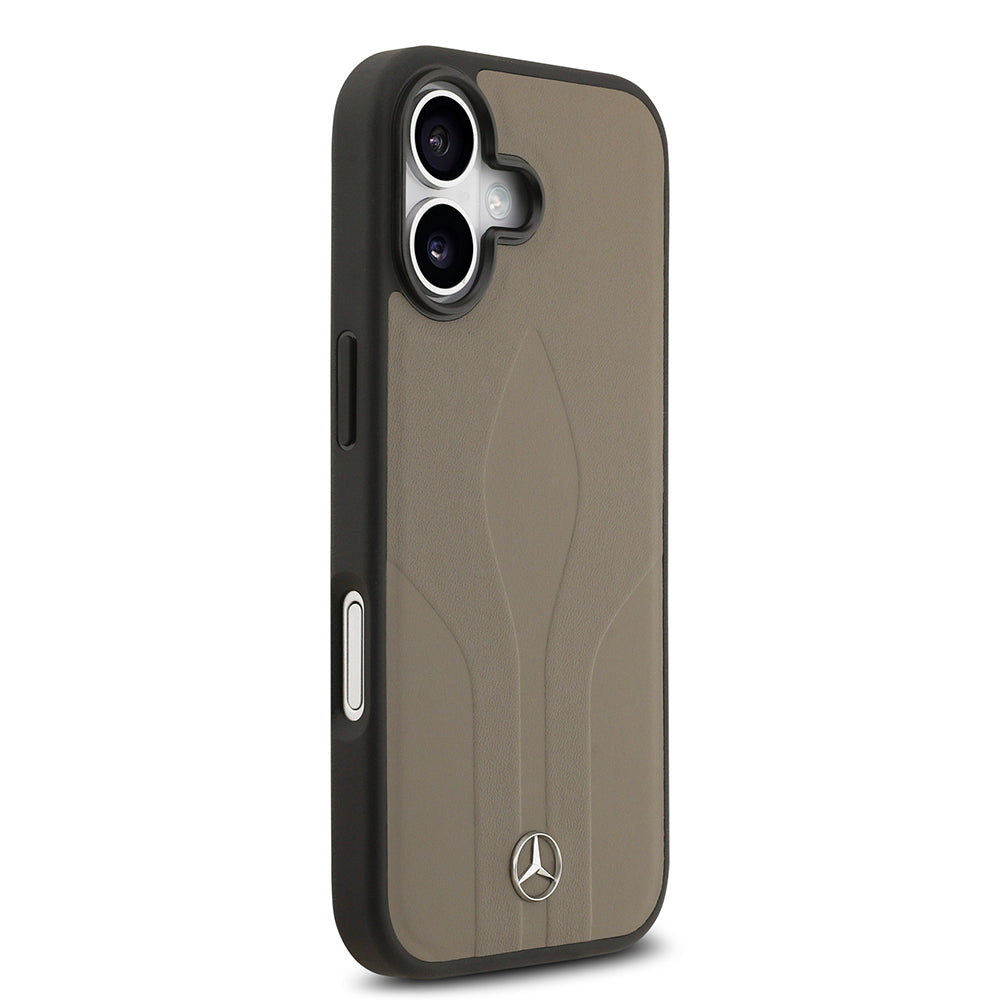 iPhone 17 Kılıf Mercedes Benz Orijinal Lisanslı M-safe Şarj Özellikli Dokulu Desenli Deri Kılıf