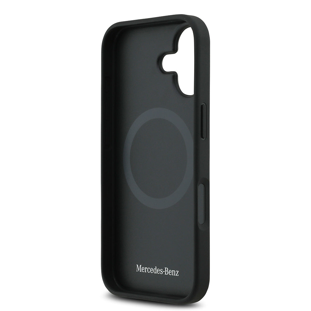 iPhone 17 Kılıf Mercedes Benz OrijinalLisanslı M-safe Şarj Özellikli Dokulu Desenli Deri Kılıf