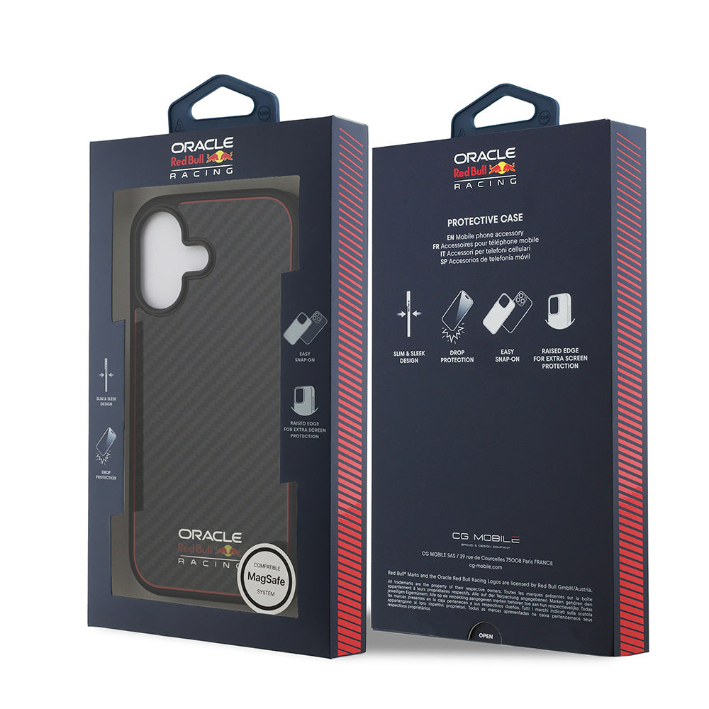 iPhone 17 Kılıf Redbull Orijinal Lisanslı M-safe Şarj Özellikli Karbon Fiber Parlayan Logolu Kevlar Kılıf